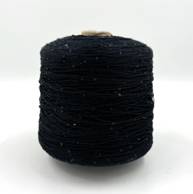Пряжа Cotton Paillettes, D&C Yarns, хлопок, цвет черный